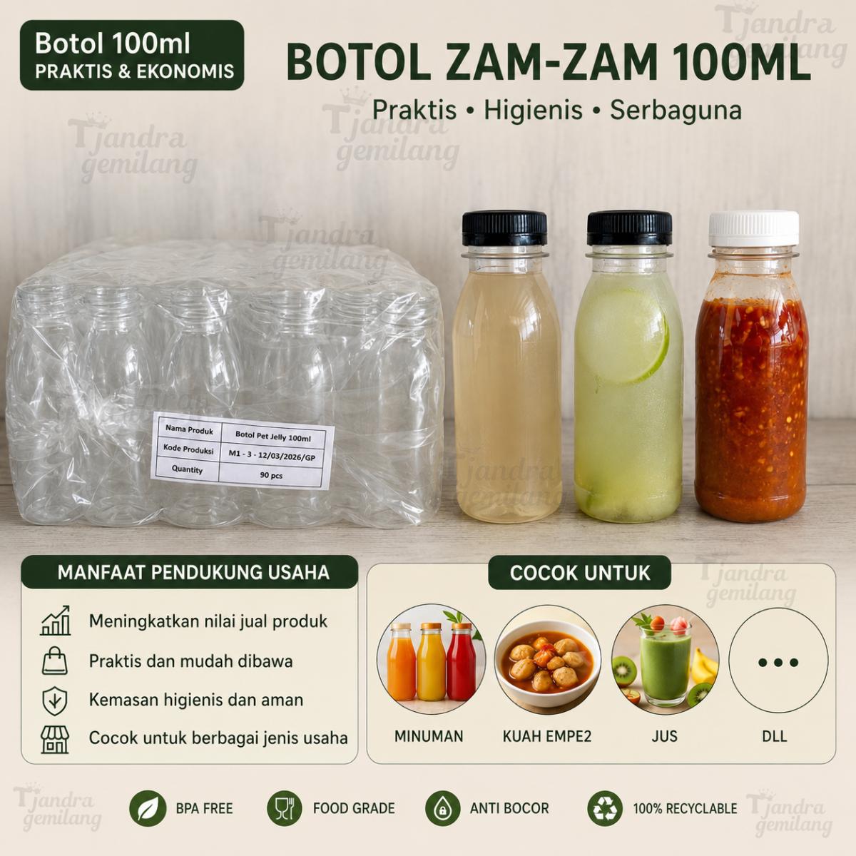 BOTOL ZAM ZAM 100ML @90BTL