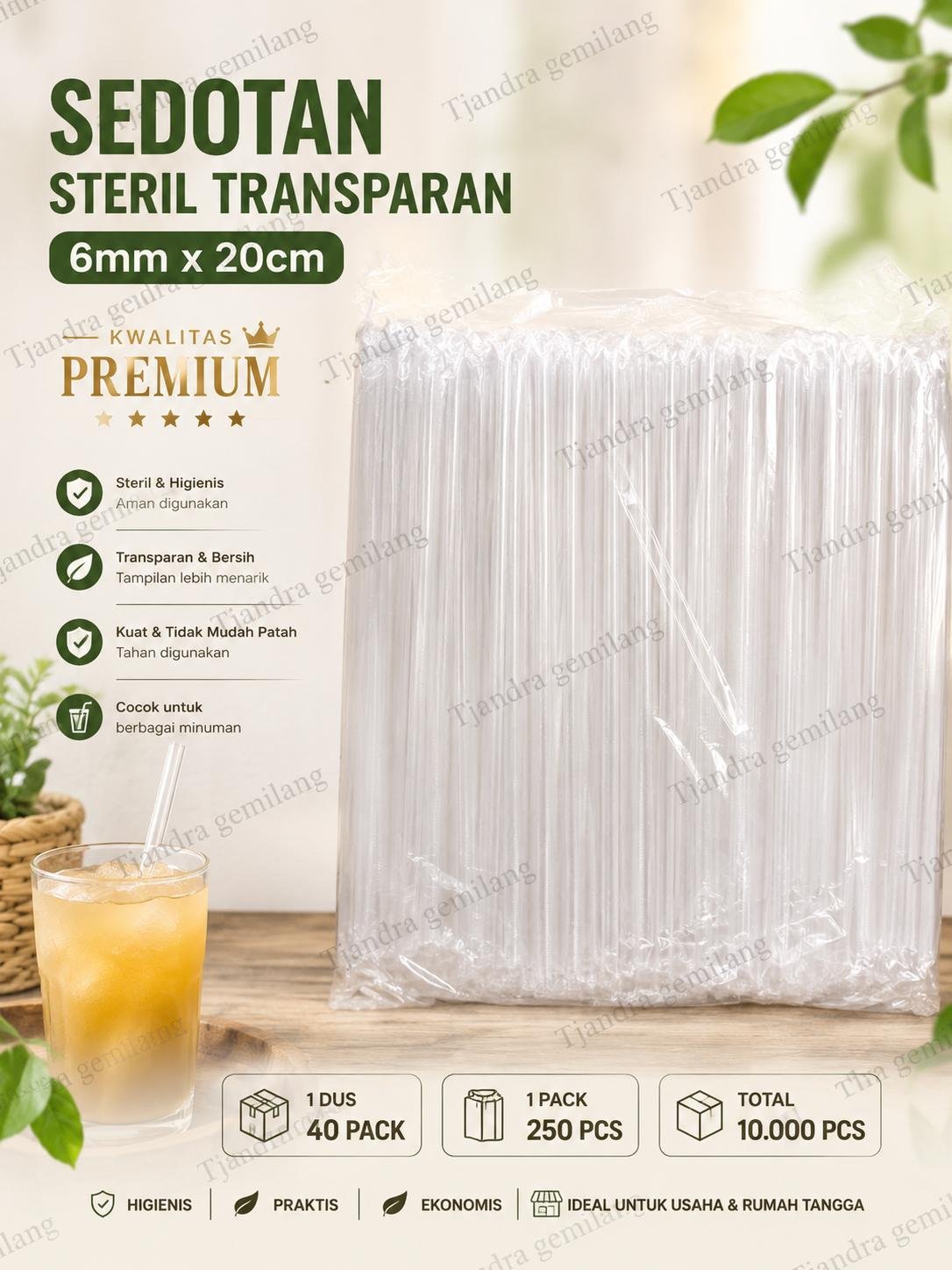 SEDOTAN STERIL TRANSPARAN 6/20 40pck @250pcs
