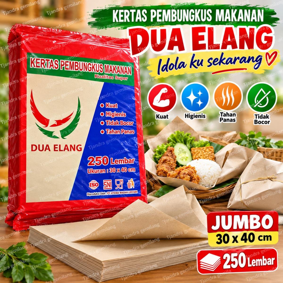 KERTAS NASI 2ELANG 30X40 @250lbr 25PAK